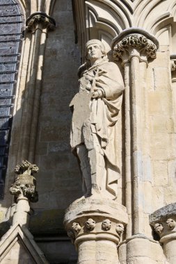 Bristol, İngiltere - 29 Mart 2024 Salisbury Katedrali 'nin mimari detayları