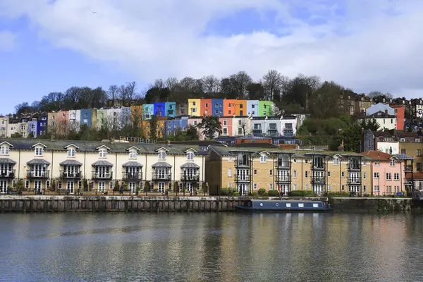 stock image Bristol, England- March 29, 2024: Beautiful views of The dock at Harbourside area on a rainy day in Bristol city