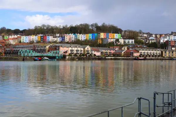 stock image Bristol, England- March 29, 2024: Beautiful views of The dock at Harbourside area on a rainy day in Bristol city