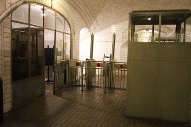 Madrid, Spain- April 8, 2023: Chamberi Ghost Station, the first opened Metro that opened in Madrid city clipart