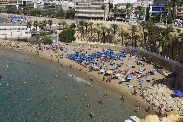 Stock image Benidorm, Alicante, Spain- September 9, 2023: Mal Pas beach from The Balcony of The Mediterranean viewpoint in Benidorm