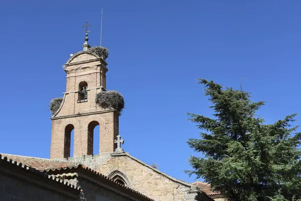 stock image Santa Anna monastery bell tower with stork nests in Avila city, Spain