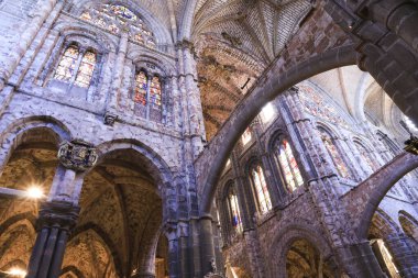 Avila, Castilla y Leon, İspanya... 18 Ağustos 2024: Avila Katedrali 'nin İçi' nin güzel mimari detayları, Avila 'nın eski şehri Katedrali,