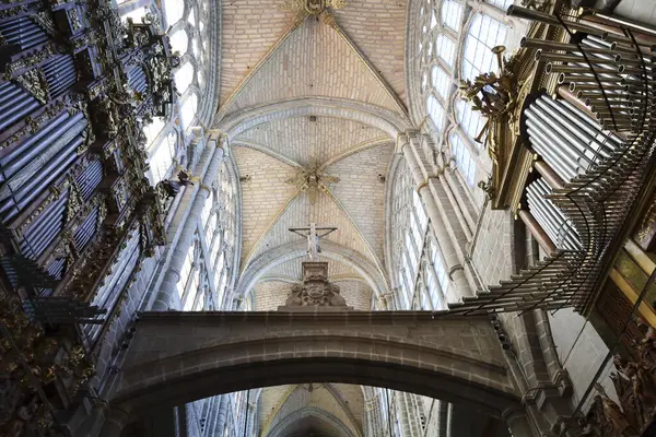 stock image Avila, Castilla y Leon, Spain- August 18, 2024: Beautiful pipe organs in the choir of the Cathedral of Avila city