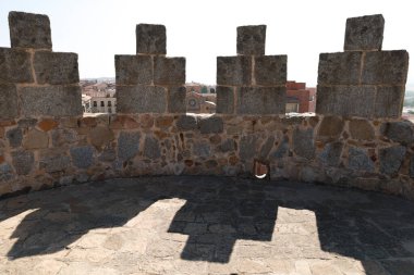 Architectural details of The majestic walls and views of Avila city clipart