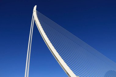 Valencia, İspanya 27 Aralık 2024 Santiago Calatrava tarafından tasarlanan Azud del Oro köprüsünün mimari detayları..