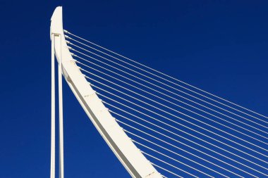 Valencia, İspanya 27 Aralık 2024 Santiago Calatrava tarafından tasarlanan Azud del Oro köprüsünün mimari detayları..