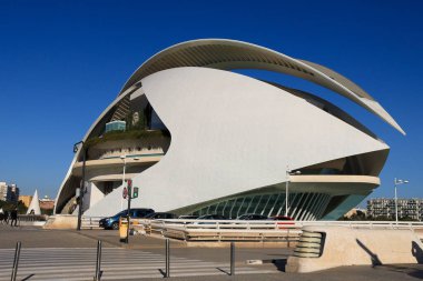 Valencia, İspanya - 27 Aralık 2024: Valencia Sanat Şehri 'ndeki opera binası Palacio de las Artes Reina Sofia' nın mimari detayları