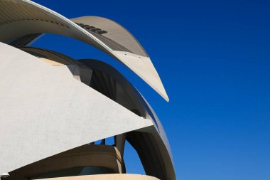 Valencia, İspanya - 27 Aralık 2024: Valencia Sanat Şehri 'ndeki opera binası Palacio de las Artes Reina Sofia' nın mimari detayları
