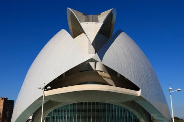 Valencia, İspanya - 27 Aralık 2024: Valencia Sanat Şehri 'ndeki opera binası Palacio de las Artes Reina Sofia' nın mimari detayları