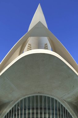 Valencia, İspanya - 27 Aralık 2024: Valencia Sanat Şehri 'ndeki opera binası Palacio de las Artes Reina Sofia' nın mimari detayları