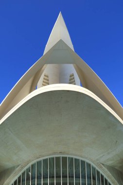 Valencia, İspanya - 27 Aralık 2024: Valencia Sanat Şehri 'ndeki opera binası Palacio de las Artes Reina Sofia' nın mimari detayları