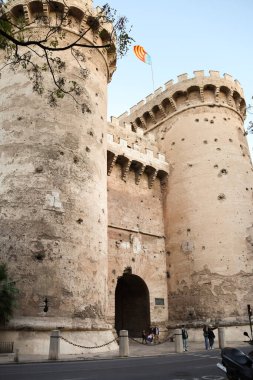 The Quart Towers in the old town of Valencia city clipart