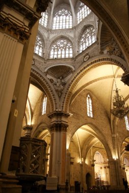 Valencia, İspanya-23 Şubat 2025: Valencia Katedrali 'nin mimari detayları