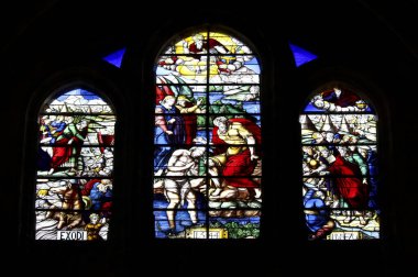 Segovia, Castilla y Leon, İspanya - 5 Nisan 2025: Segovia Katedrali 'nin lekeli penceresi