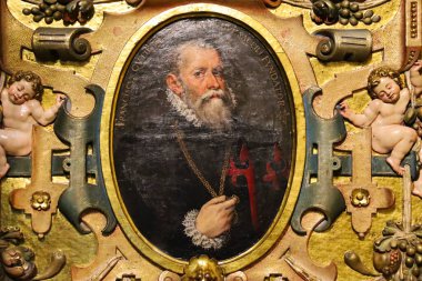 Segovia, Castilla y Leon, İspanya - 5 Nisan 2025: Segovia Katedrali 'nin içindeki Santiago Havari Şapeli' nin mimari detayları