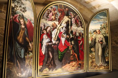 Segovia, Castilla y Leon, İspanya - 5 Nisan 2025: Segovia Katedrali 'nin Resim Salonu' nda Ambrosius Benson 'un The Descent' in Üçlü çizimi