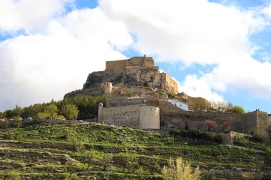 Morella kasabası, Castellon, İspanya 'nın Görkemli Kalesi