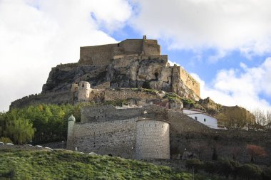 Morella kasabası, Castellon, İspanya 'nın Görkemli Kalesi
