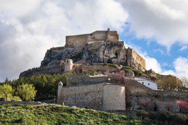 Morella kasabası, Castellon, İspanya 'nın Görkemli Kalesi
