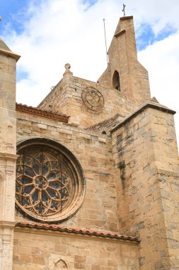 Morella kasabası, Castellon, İspanya 'daki Santa Maria Belediye Başkanı Kilisesi' nin mimari detayları
