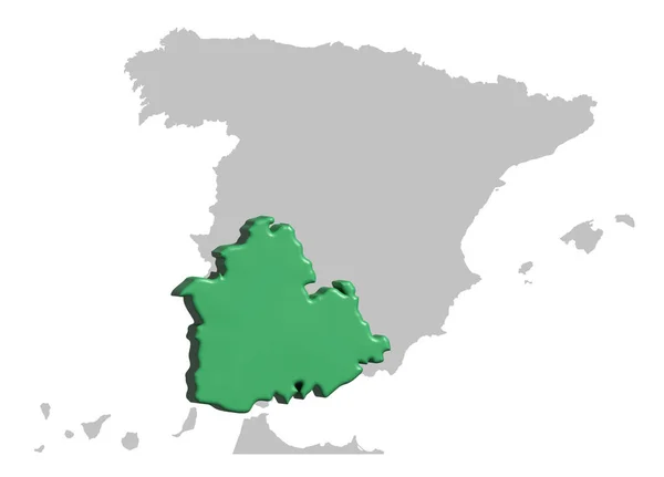 Sevilha Destaque Três Dimensões Mapa Espanha — Fotografia de Stock