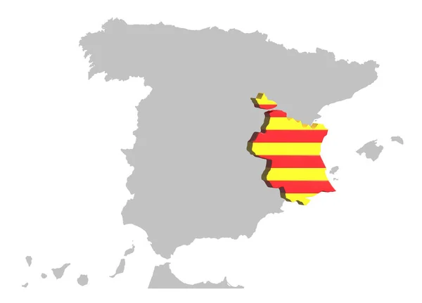バレンシアは スペインの地図上の3次元で強調表示 — ストック写真