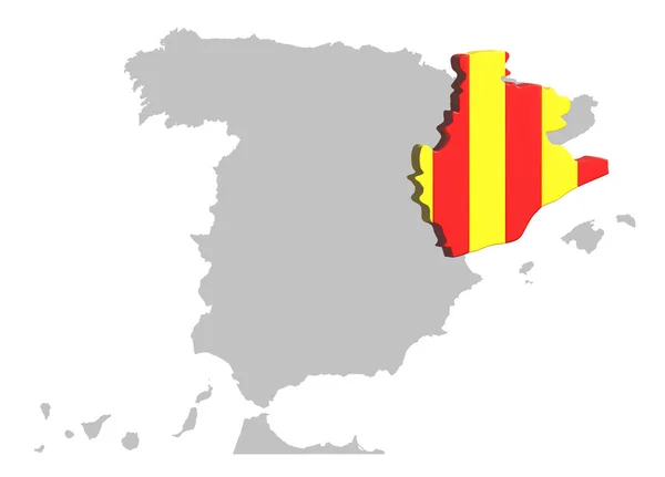 バルセロナは スペインの地図上の3次元で強調表示 — ストック写真