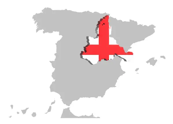 Saragozza Evidenziato Tre Dimensioni Una Mappa Della Spagna — Foto Stock