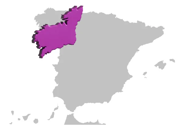 コルナは スペインの地図上の3次元で強調表示 — ストック写真