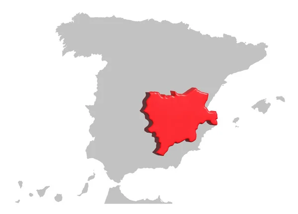Albacete Highlighted Three Dimensions Map Spain — 图库照片