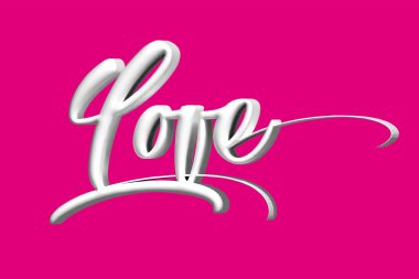 Love 3d text pink clipart