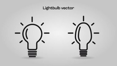 Vector light bulb icon in black line tracing for designers clipart