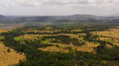 Valley with agricultural land surrounded by forest. Sri Lanka.