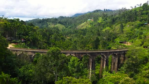 Nove Arcos Ponte Terras Altas Perto Ella Sri Lanka Selva — Vídeo de Stock