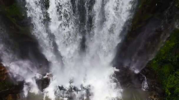Waterfall Mountain Canyon Surrounded Jungle Mount Vernon Sri Lanka — Stock videók