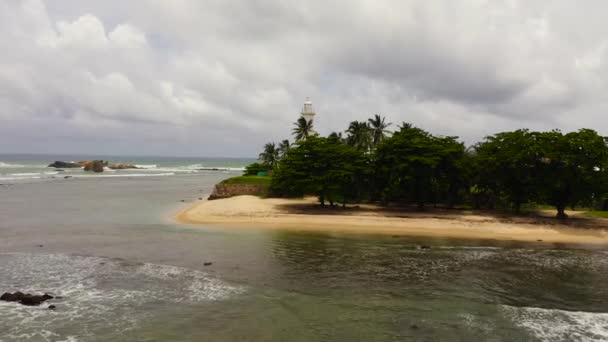 Beautiful Beach Lighthouse Srilanka Galle Fort Sri Lanka — Stockvideo