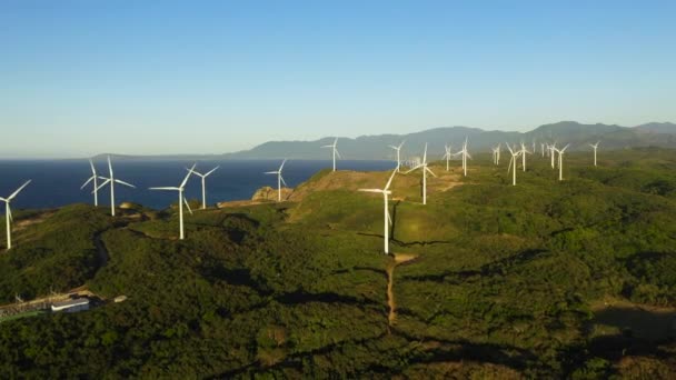 Wind Farm Wind Turbines Seashore Wind Power Plant Philippines — Stockvideo