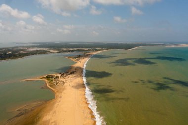 Beautiful tropical beach and blue sea view from above. Kalpitiya, Sri Lanka.