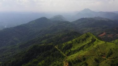 Sri Lanka 'da orman ve dağlar. Tropikal bitki örtüsü olan dağ yamaçları.