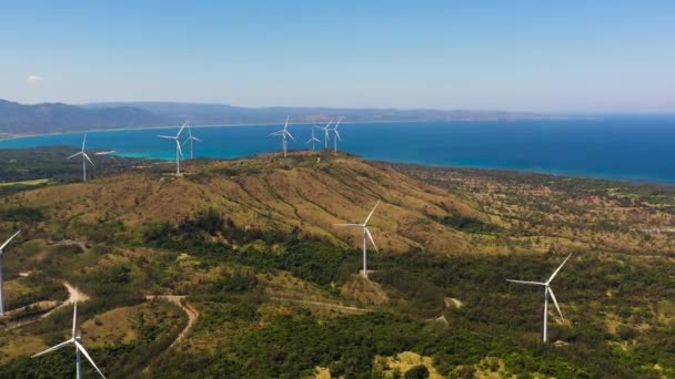 Aerial View Group Windmills Renewable Electric Energy Production Wind Power — Vídeo de stock