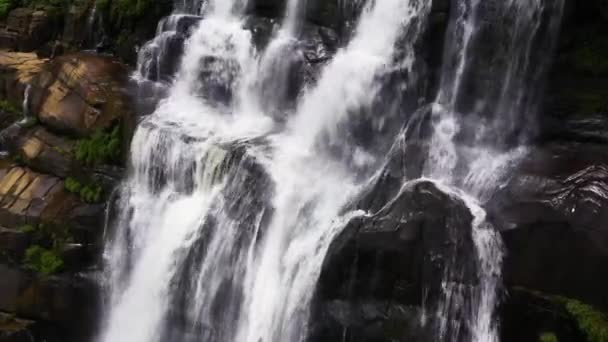 Top View Beautiful Waterfall Green Forest Clair Falls Sri Lanka — Video Stock