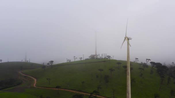 Wind Turbines Mountains Wind Mills Electric Power Production Ambewela Wind — Stock video