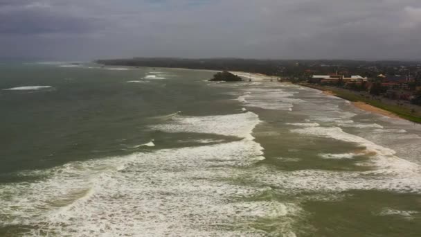 City Matara Beach Ocean Waves Stormy Weather Sri Lanka — Stok video