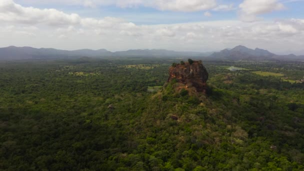 Aerial View Sigiriya Rock Lion Rock Dambulla Sri Lanka Green — Vídeo de Stock