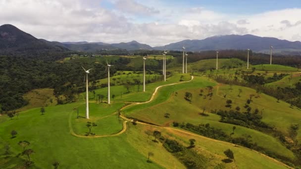 Aerial Drone Wind Generators Turbines Wind Farm Mills Wind Power – Stock-video
