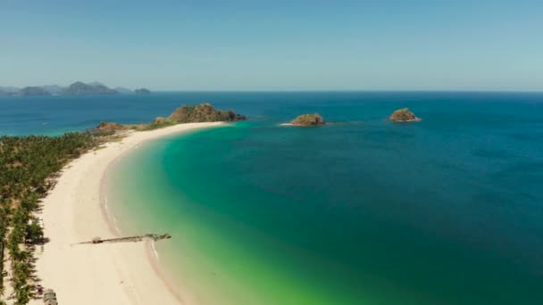 Kumlu Plaj Mavi Ile Seascape Hava Drone Deniz Manzarası Kum — Stok video
