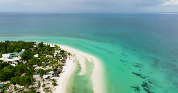 Top View Beautiful Beach Palm Trees Turquoise Water Bantayan Island — Vídeo de Stock