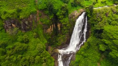 Waterfall in the jungle. Devon Falls in the rainforest. Sri Lanka.