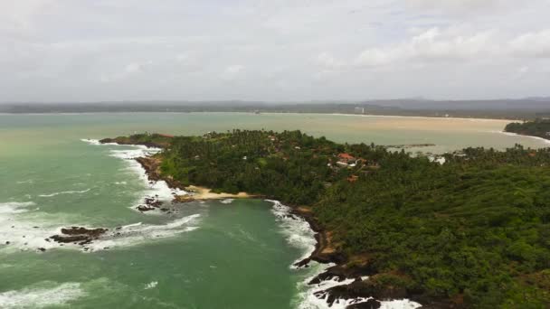 Aerial Drone Coastline Hotels Beaches Mirissa Sri Lanka — Stockvideo